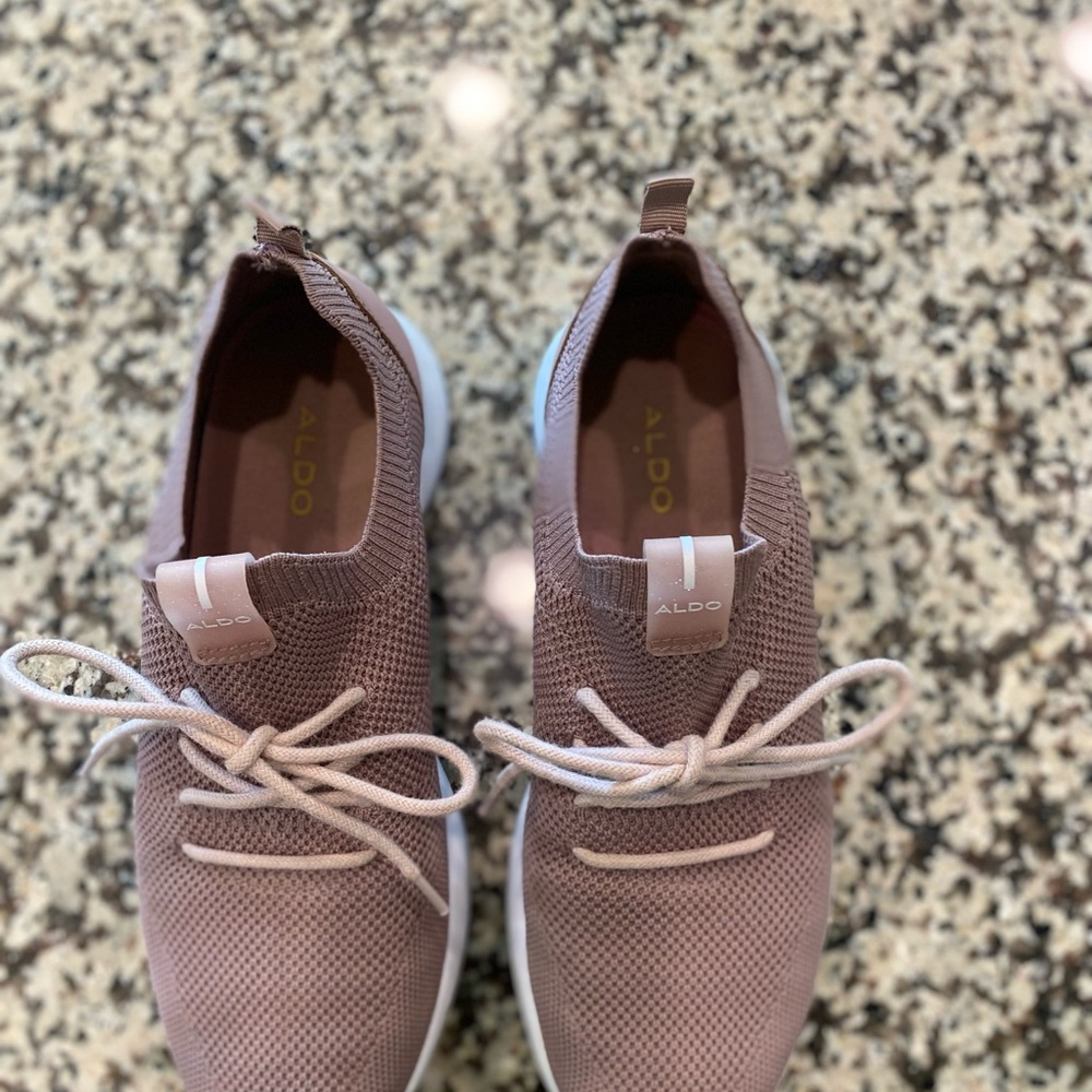 Aldo Mauve Knit Lace-Up Sneakers - Picture 3 of 6